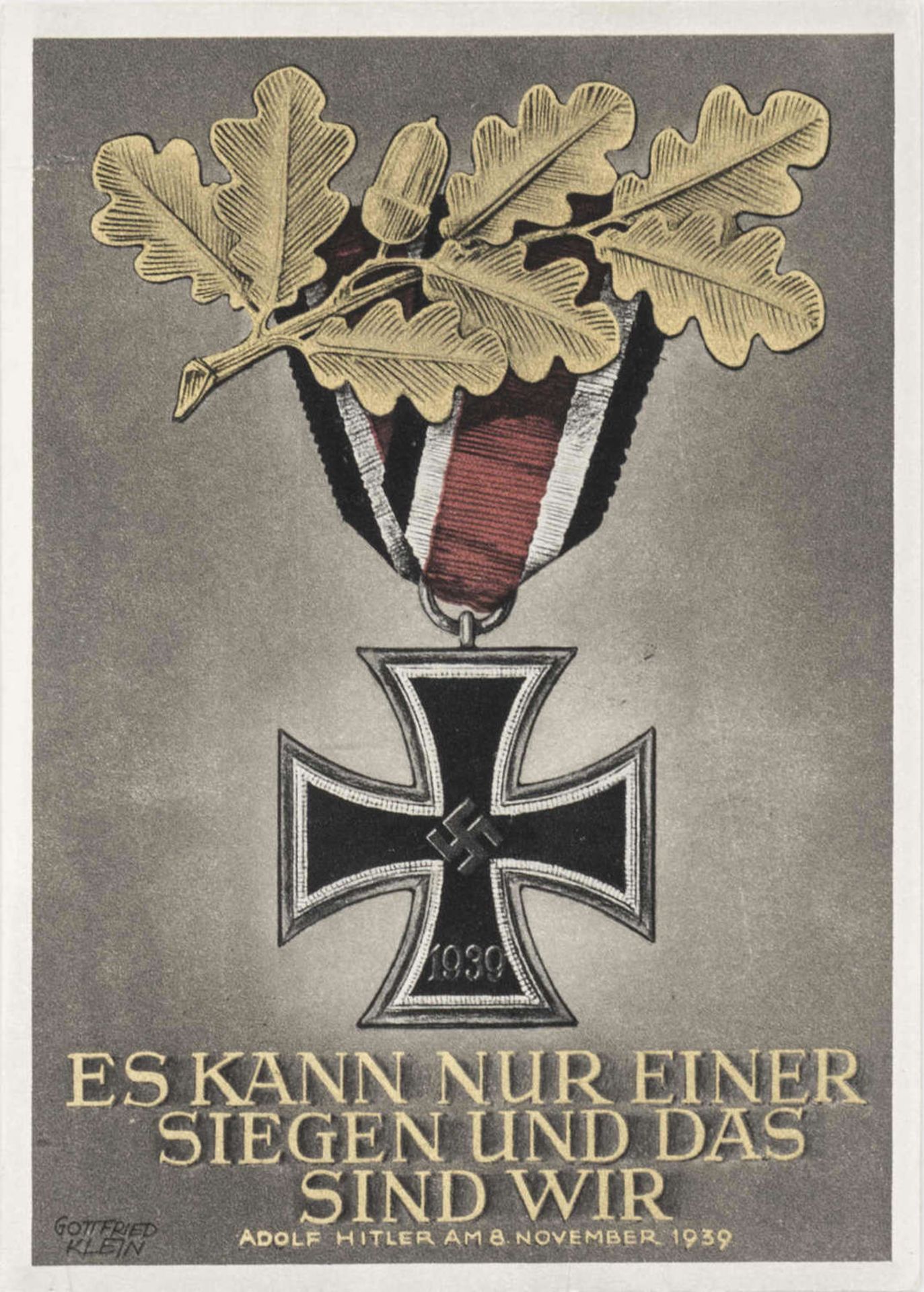 Drittes Reich, Propaganda - Ganzsache "Eisernes Kreuz". Mit Stempel "Waffenstillstandskommission"