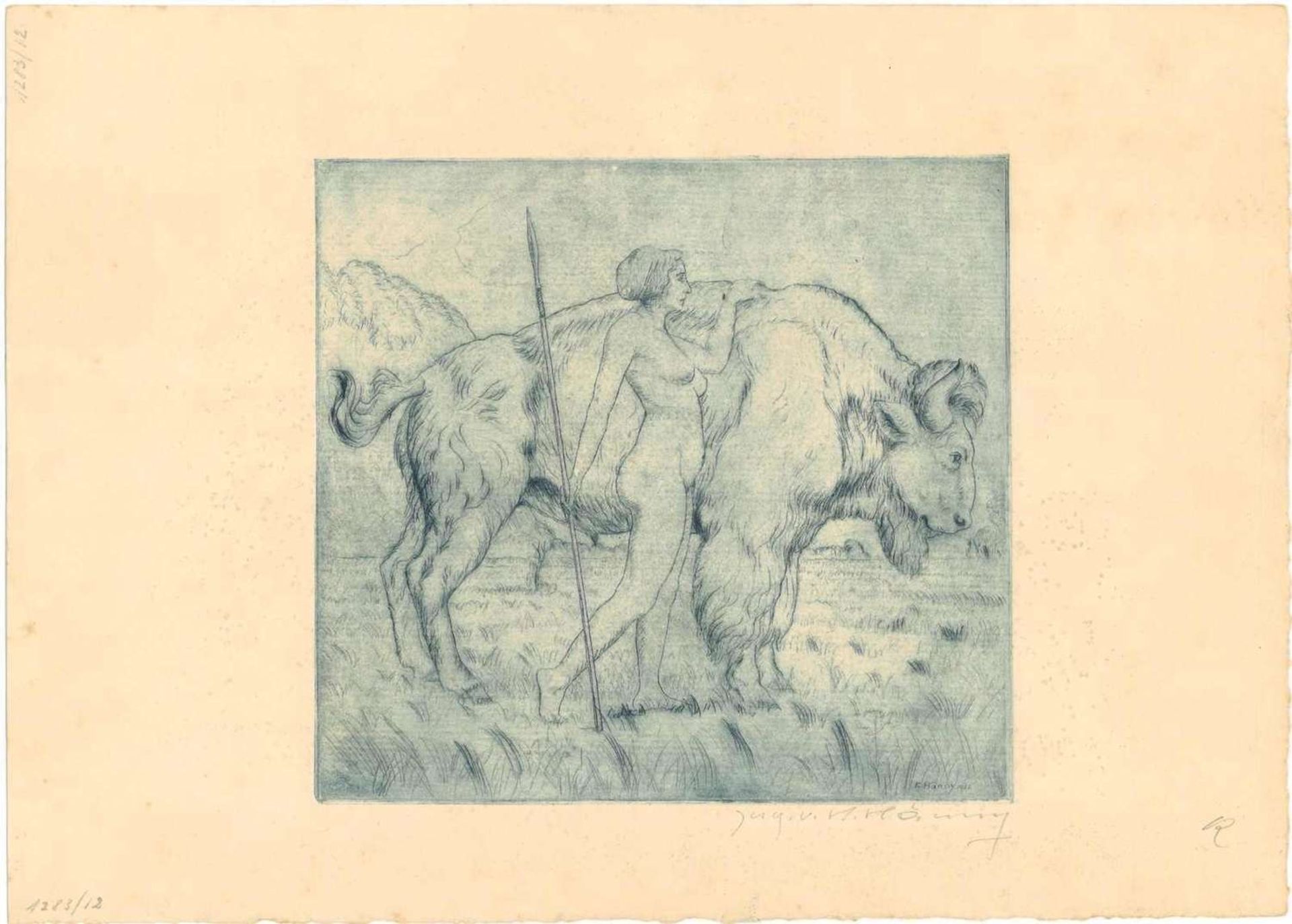 Karl Hänny (1879-1972), Lithographie, rechts unten signiert. Maße: Höhe ca. 18 cm, Länge ca. 19,3
