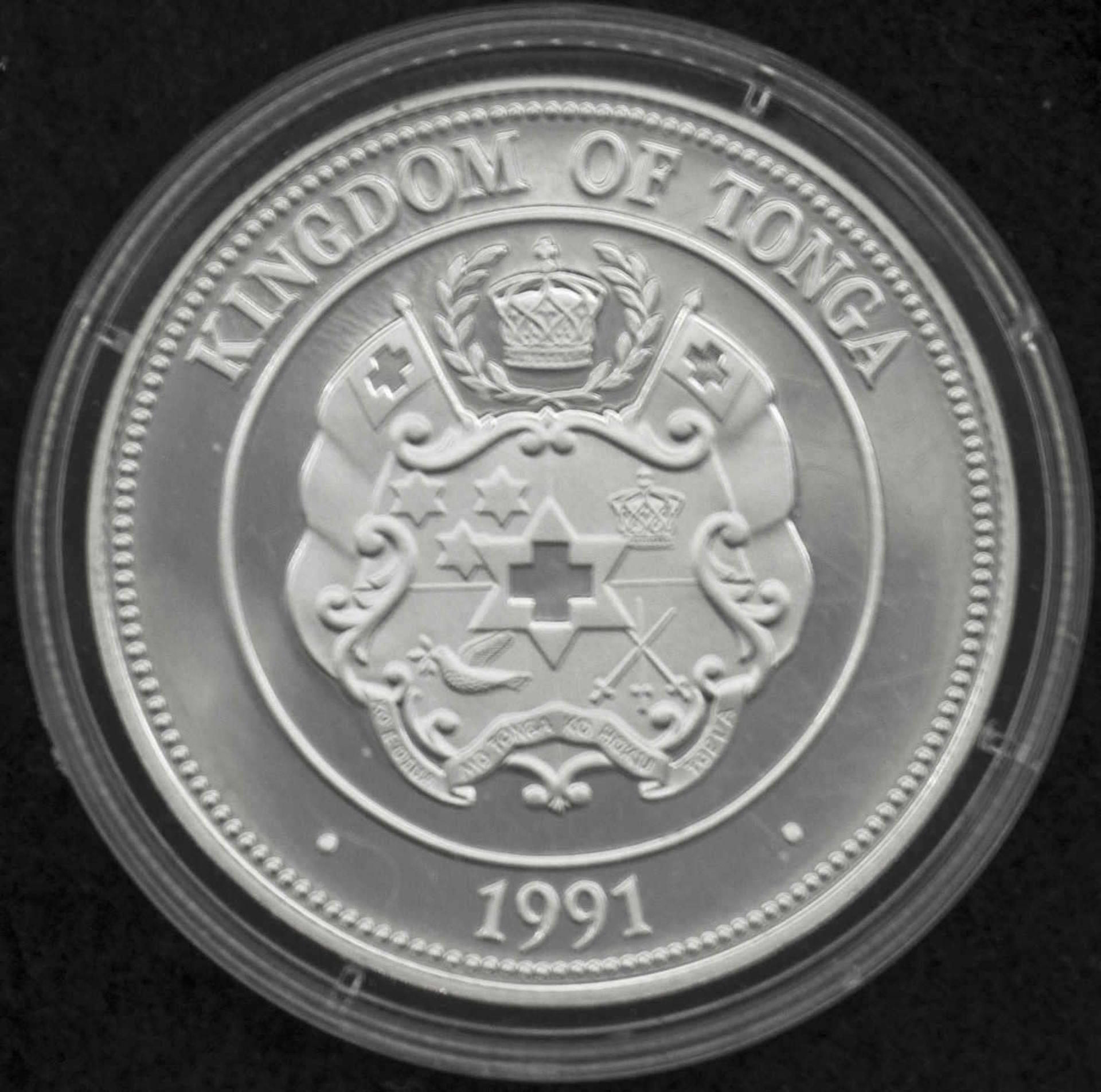 Tonga 1991, 1 Pa´anga - Silbermünze, "William Schouten - Jakob le Maire". Gewicht: ca. 31,6 g. - Bild 2 aus 2