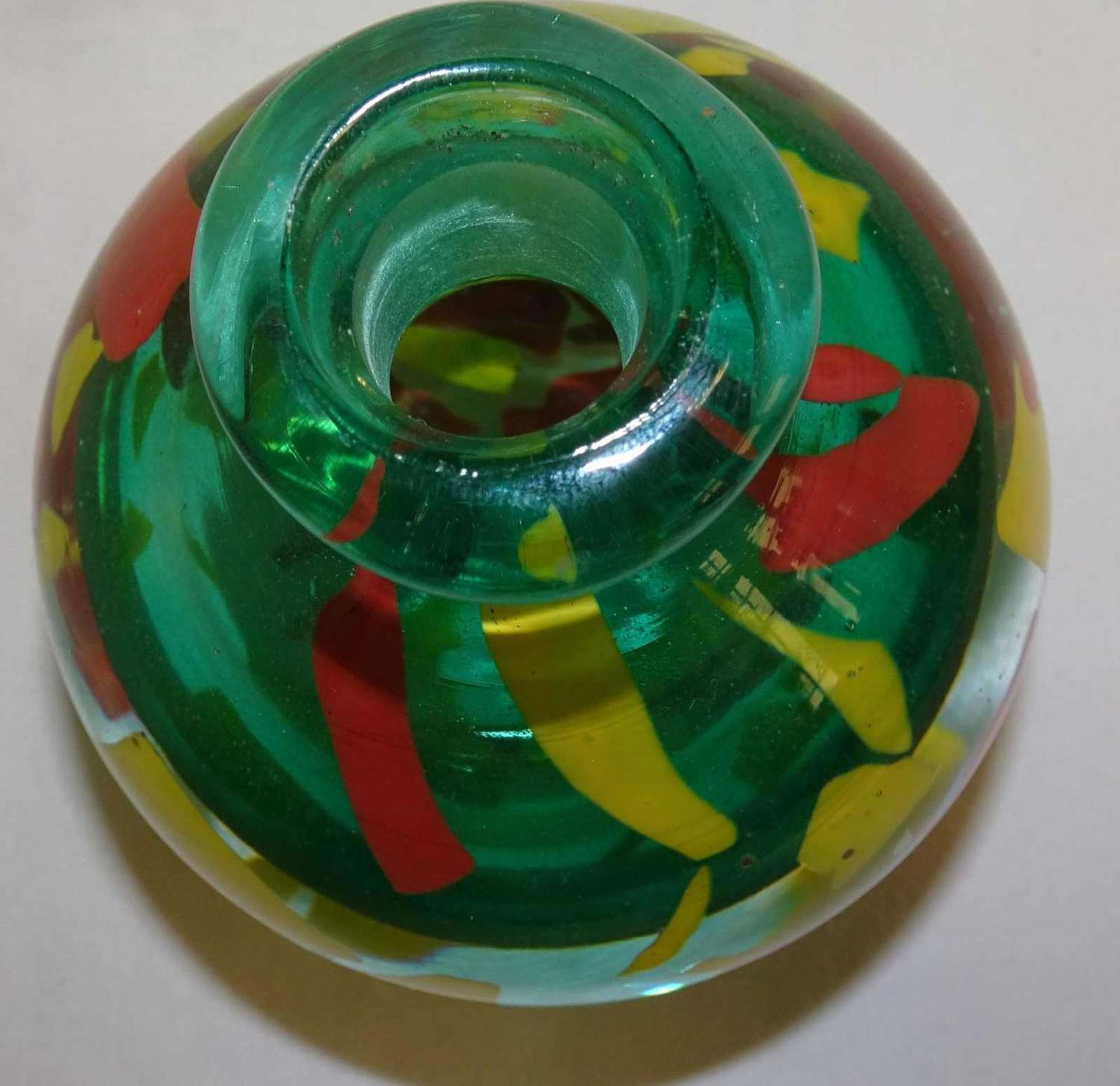 1 Eisch Glasvase, bayr. Wald, Ritzsignatur Eisch ES81, Höhe ca. 17 cm. Handarbeit. 1 Eisch glass - Bild 3 aus 3