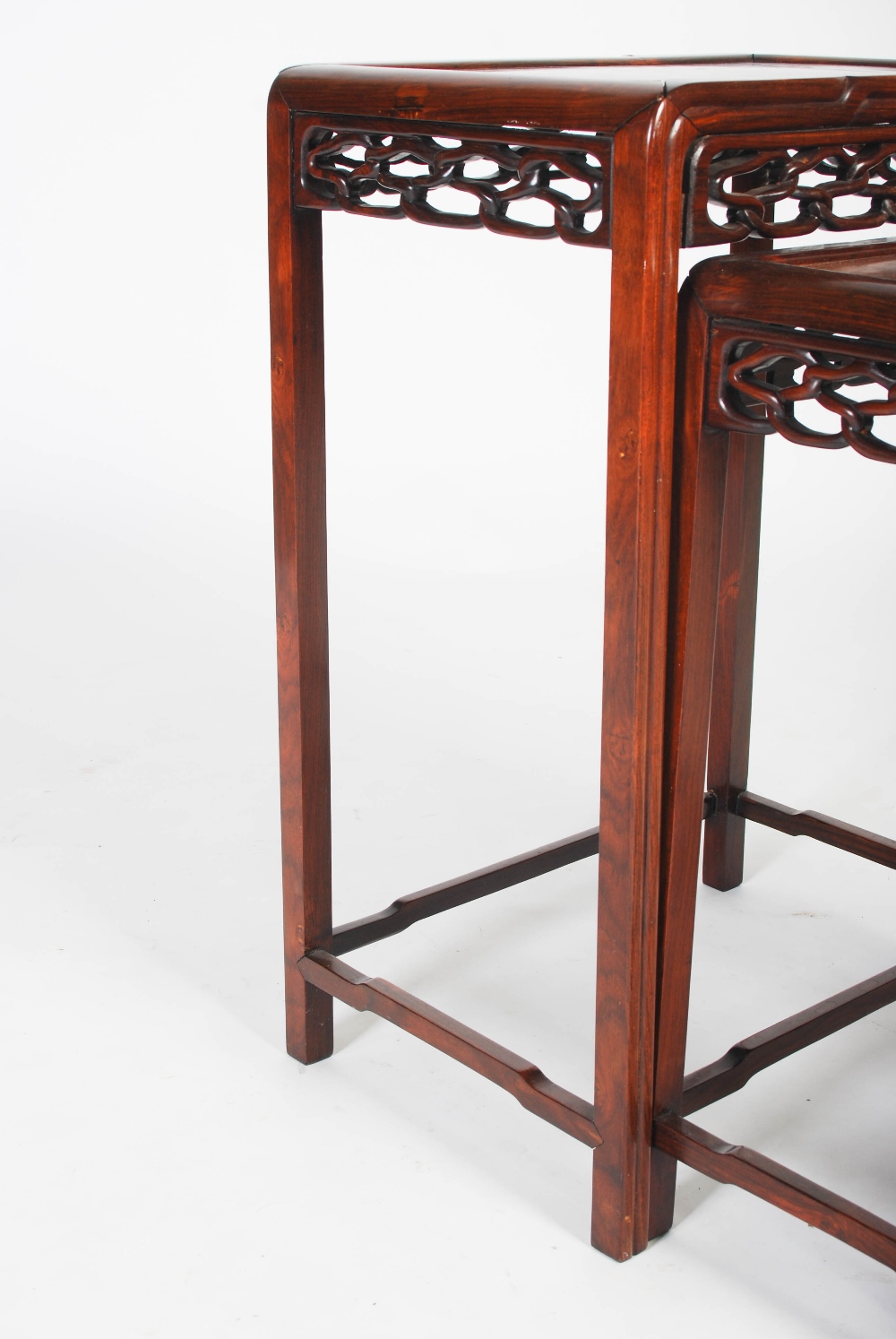 A quartetto of Chinese dark wood and burr wood occasional tables, late 19th/early 20th century, - Image 3 of 8