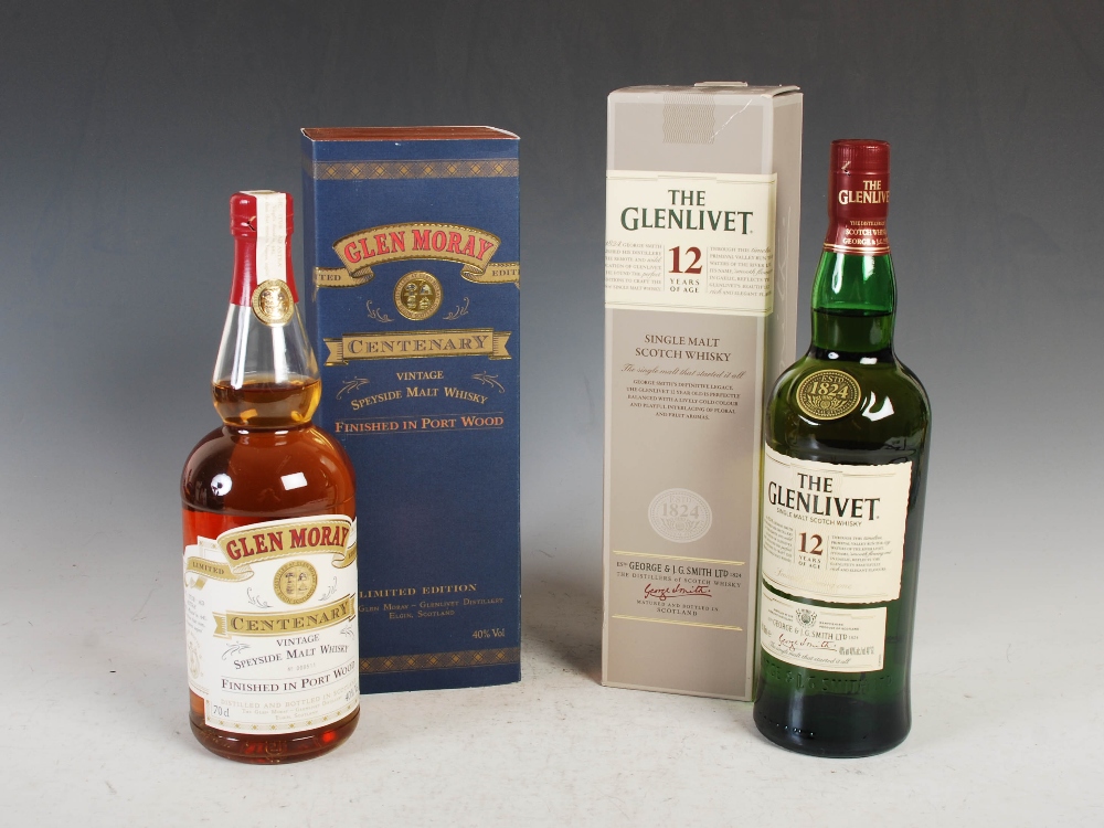 Two boxed bottles of Single Highland Malt Scotch Whisky, comprising; The Glenlivet, Single Malt