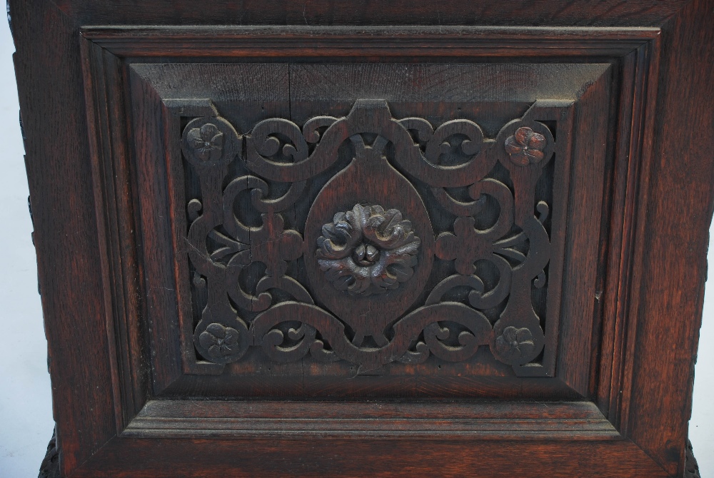 A Victorian oak Davenport, the rectangular top with two division letter rack and two facet cut glass - Image 13 of 13