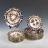 A Royal Crown Derby porcelain dinner set, 20th century, comprising twelve soup plates and twelve