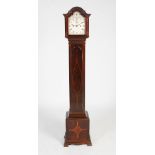 An early 20th century mahogany Grandmother clock, Sorley, Glasgow, the silvered dial with Roman