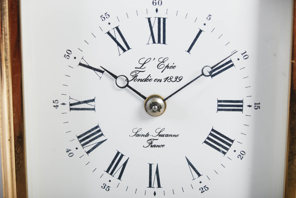 A 20th century brass cased repeater carriage clock with alarm, L' Epee, Sainte- Suzanne, France, the - Image 6 of 11