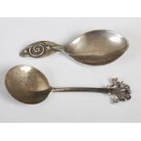 A mid 20th century silver caddy spoon, Sheffield, 1952, makers mark of LCA, Coronation mark, with