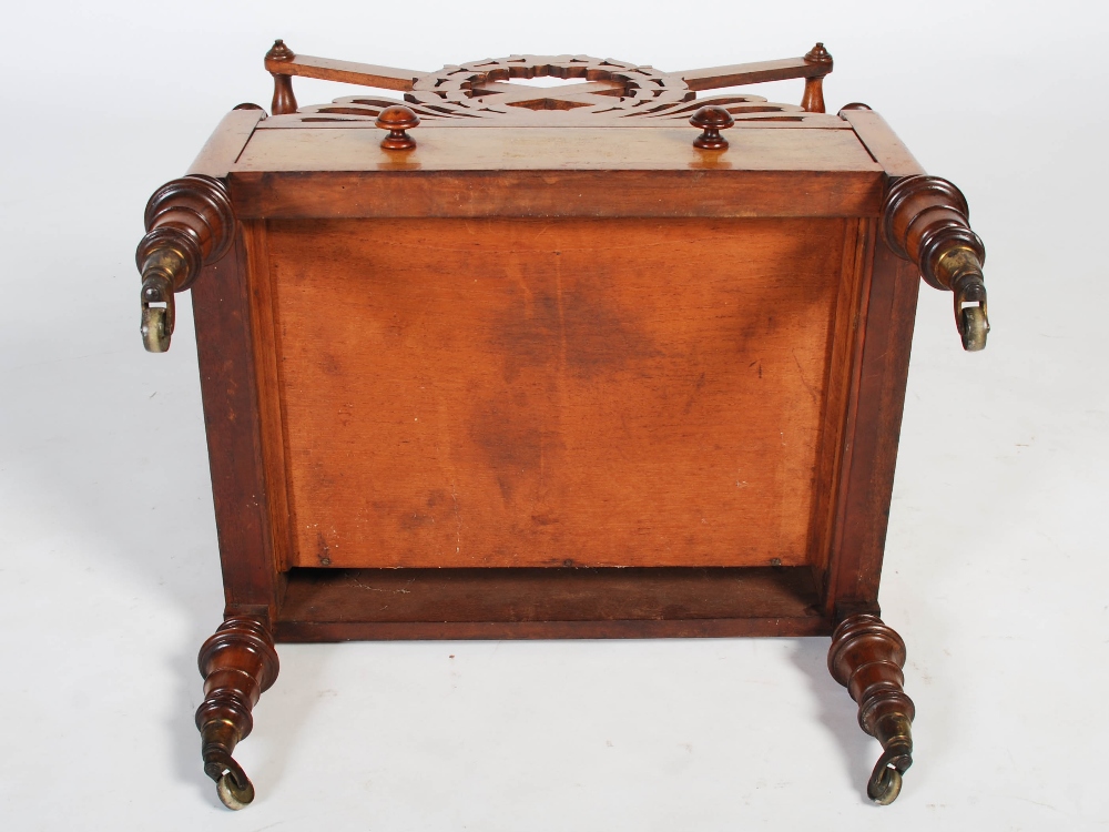 A 19th century mahogany Canterbury, the rectangular top with three divisions and pierced laurel - Image 7 of 7