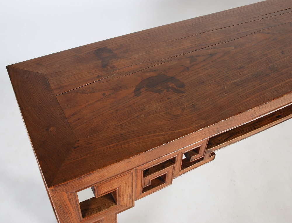 A Chinese blonde wood rectangular table, late 19th/early 20th century, the rectangular panelled - Image 2 of 10