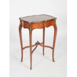 A late 19th century French kingwood, marquetry and gilt metal mounted occasional table, the shaped