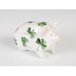 A Wemyss Pottery pig, decorated with Shamrocks, impressed 'WEMYSS WARE, R.H.&S.' puce printed
