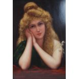 Early 20th century British School Half length portrait of a girl oil on board 61cm x 41.5cm