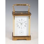 A 20th century brass cased repeater carriage clock with alarm, L' Epee, Sainte- Suzanne, France, the