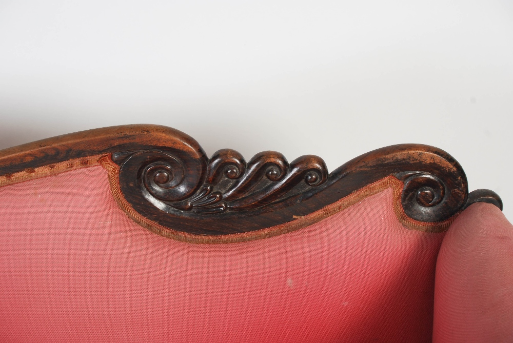 A Regency mahogany and brass inlaid sofa, the scroll carved top rail above an upholstered back and - Image 6 of 13
