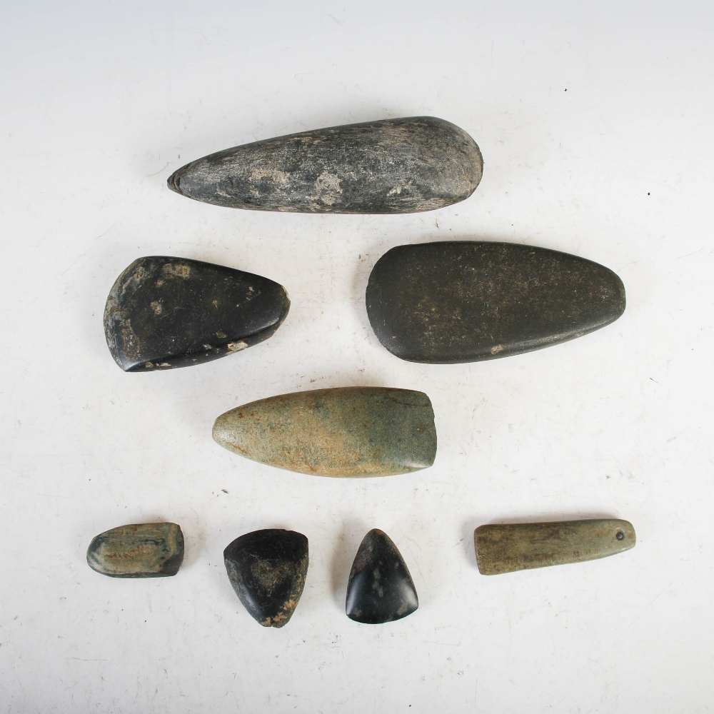 Antiquities- A collection of eight Southern French green stone hand tools/ adzes, 19th century and - Image 2 of 12