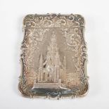A Victorian silver castle top card case Sir Walter Scott Monument, Birmingham, 1944, makers mark