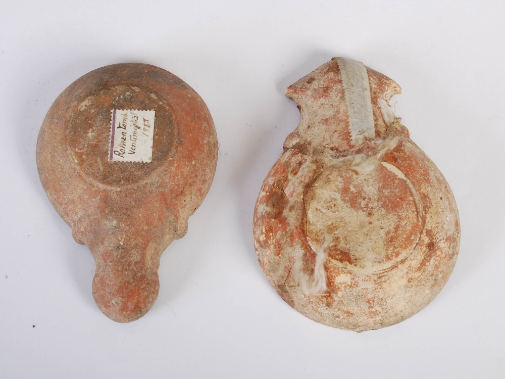 Antiquities- A collection of eight Ancient Roman terracotta oil lamps, comprising; one plain oil - Image 4 of 20