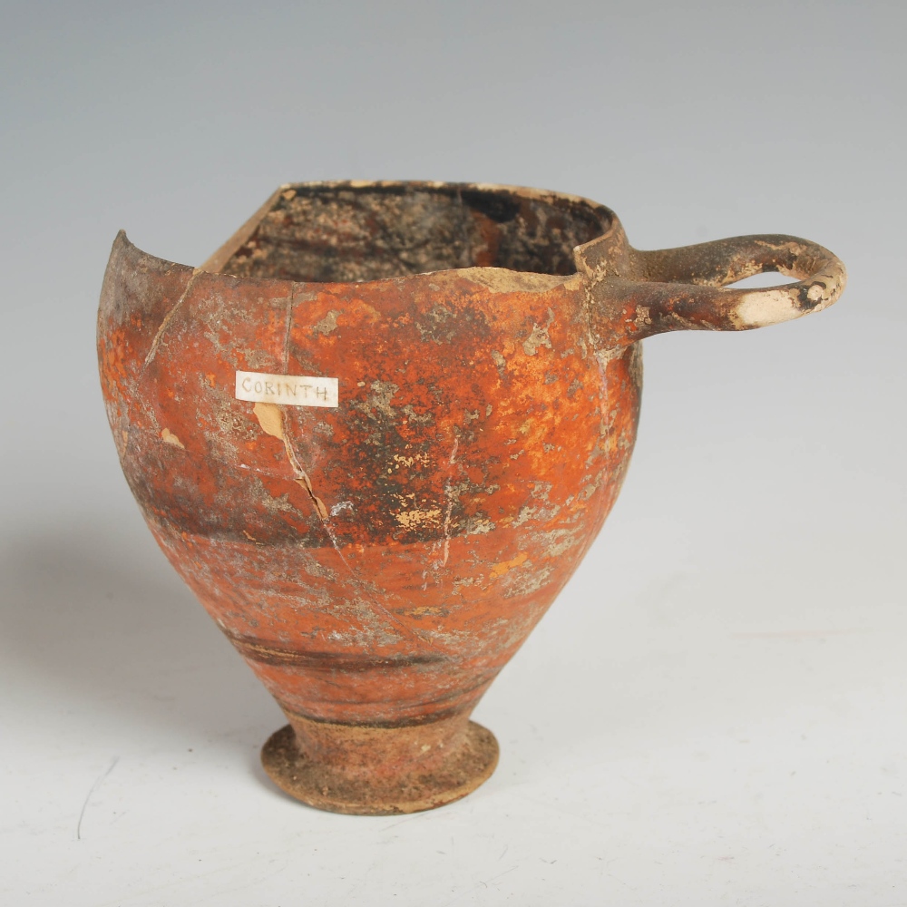 Antiquities- A collection of Ancient Roman pottery, comprising; small aryballos with oviform body - Image 5 of 14