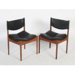 Kristian Solmer Vedel For Soren Willadsen - Four Danish rosewood and black leather side chairs,