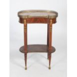 A late 19th century Continental rosewood and gilt metal mounted kidney shaped occasional table,
