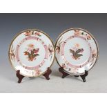 A pair of Chinese porcelain famille rose plates, Qing Dynasty, decorated with central spray of peony