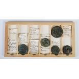 Antiquities- A group of five assorted ancient Roman and Byzantine coins, with various hand written