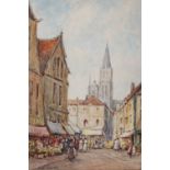 J.W. Milliken A Market Day and another, Market Place a pair of watercolours, signed lower left and