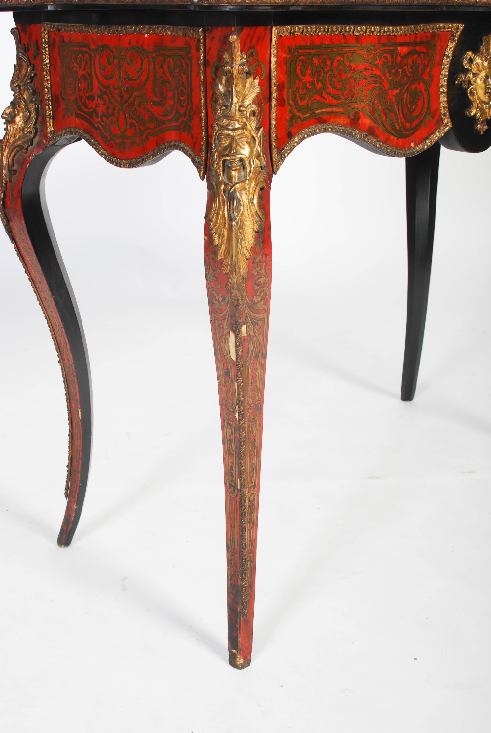 A 19th century ebonised and gilt metal mounted boulle work card table, the hinged revolving - Image 3 of 12