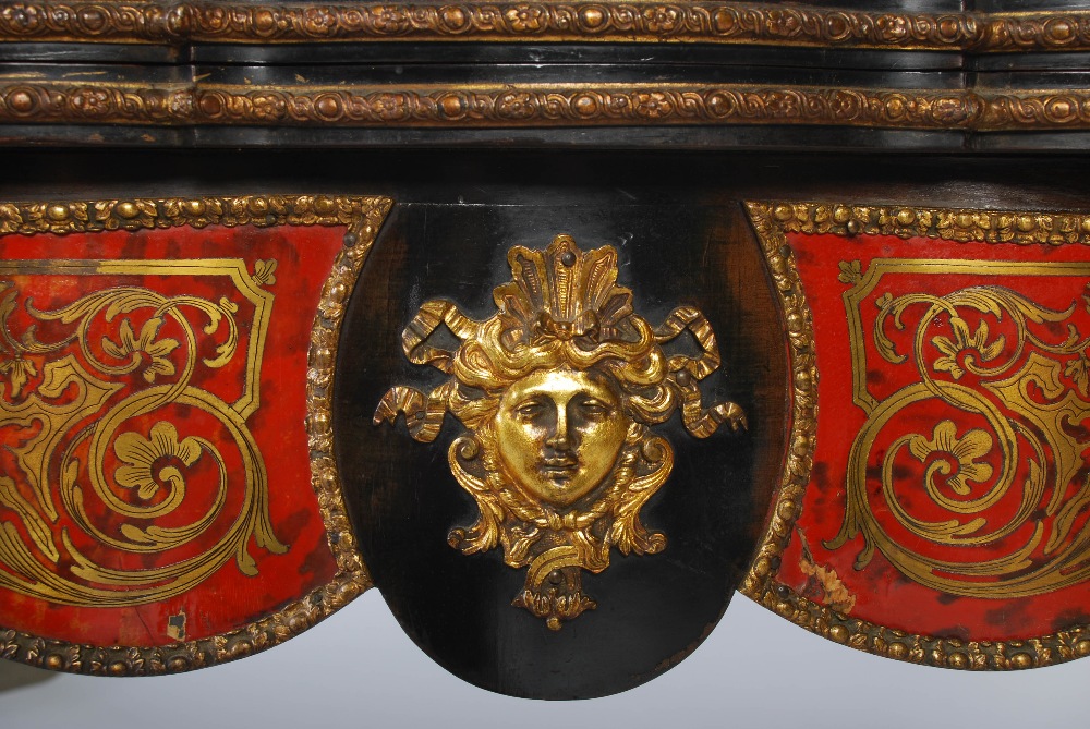 A 19th century ebonised and gilt metal mounted boulle work card table, the hinged revolving - Image 7 of 12