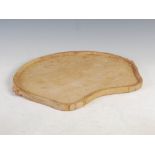 Mouseman- an oak tray, kidney shaped, carved with two signature mice, overall 46.5cm wide x 30.5cm