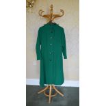 Vintage Fashion, Hartnell ladies green coat, with five black leather covered buttons, bearing