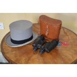Horse racing interest, A Stewart Christie & Co., Edinburgh grey coloured top hat, together with a