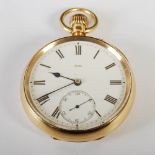 An 18ct gold open faced pocket watch, Army & Navy Co Operative Society Ltd., 105 Victoria St.,