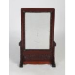 A Chinese dark wood table screen, late Qing Dynasty, the removable rectangular screen with a