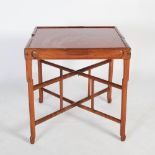 A Chinese dark wood and red lacquer games table, late 19th/early 20th century, the square shaped top