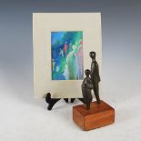 Jill Cowie Sanders (b.1930) Father, mother and unborn child bronze, on rectangular wooden plinth,