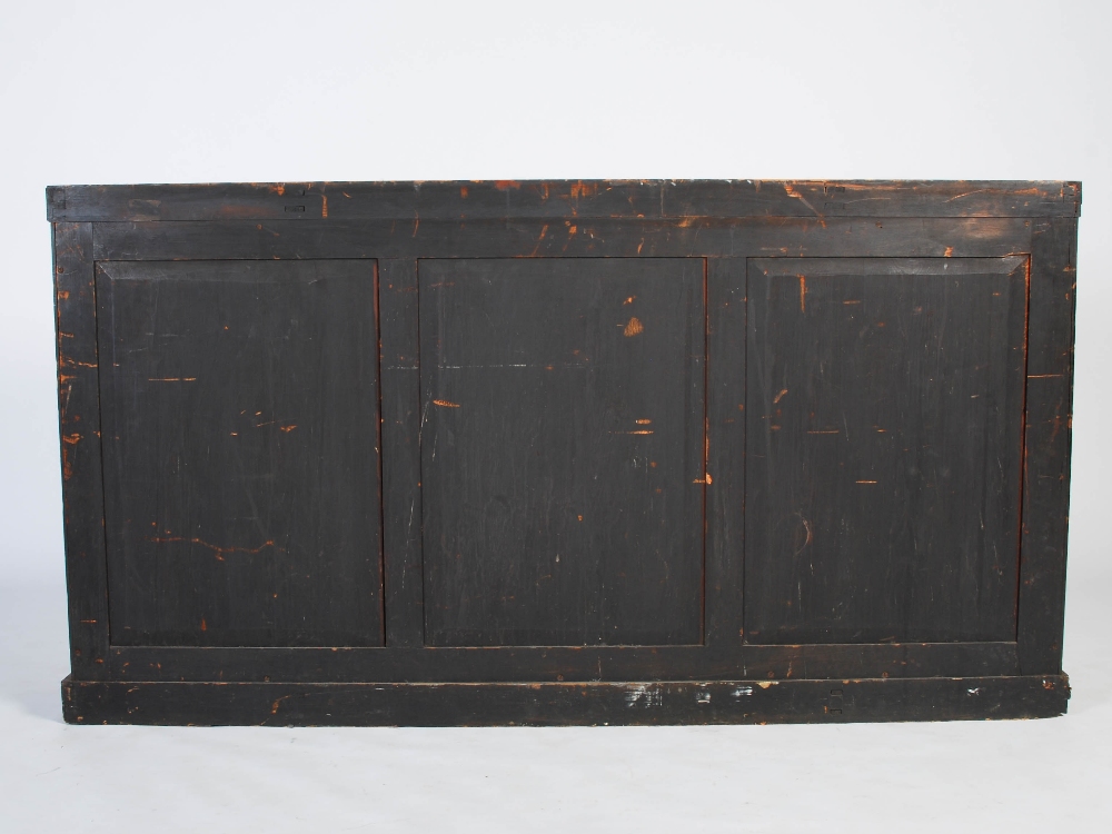 A 19th century rosewood and brass inlaid breakfront side cabinet, the mottled green, black and white - Image 11 of 11