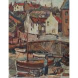 AR Robert Hardie Condie (1898-1981) Lobster Harbour, Crail oil on canvas, signed lower right and