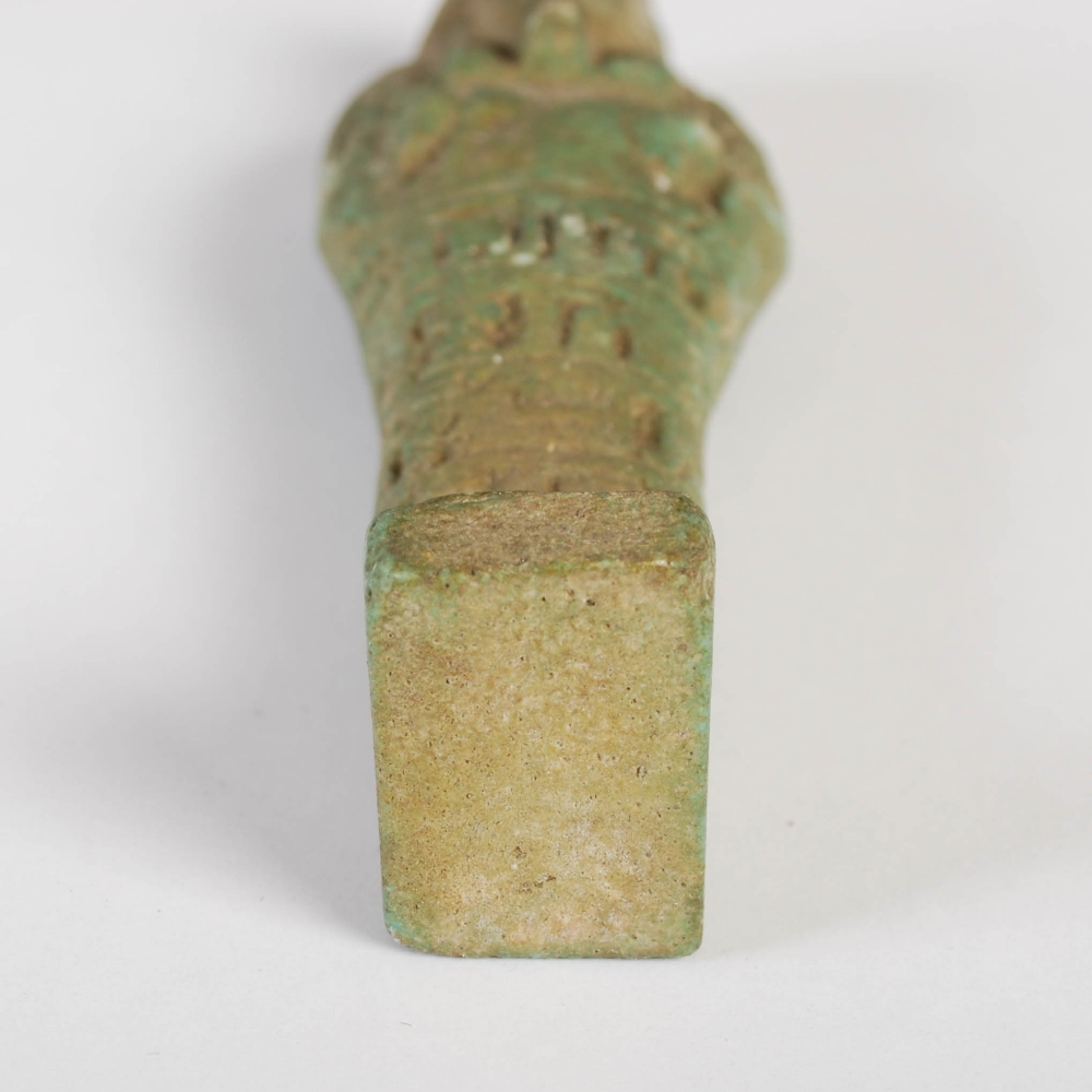 Antiquities- An Ancient Egyptian green glazed faience shabti, circa Late Period, with incised - Image 4 of 6