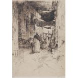 Marius Bauer (1867-1932) Roofed street in Cairo, No.6 etching, signed in pencil lower right 34.5cm x