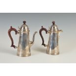 An Edward VIII silver coffee pot and matching hot water pot, Sheffield, 1936, makers mark of B&S, of