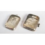 Two Victorian silver vesta holders of Scottish interest, comprising; A Victorian silver vesta,