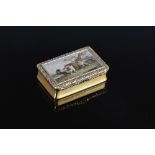 A George IV silver gilt and micromosaic mounted snuff box, London, 1820, makers mark of CR, the