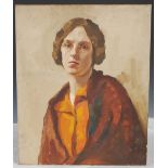 Early 20th century British School The orange blouse oil on canvas 55.5cm x 45.5cm