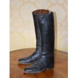 A pair of vintage black leather riding boots, 44cm high.