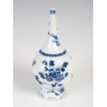 A Chinese porcelain blue and white rose water sprinkler, Qing Dynasty probably Kangxi, decorated