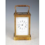 A 19th century brass cased repeater carriage clock, HAMILTON & INCHES, EDINBURGH, the white enamel