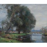 AR William Miller Frazer RSA (1864-1961) Looking downstream oil on canvas, signed lower left 35cm