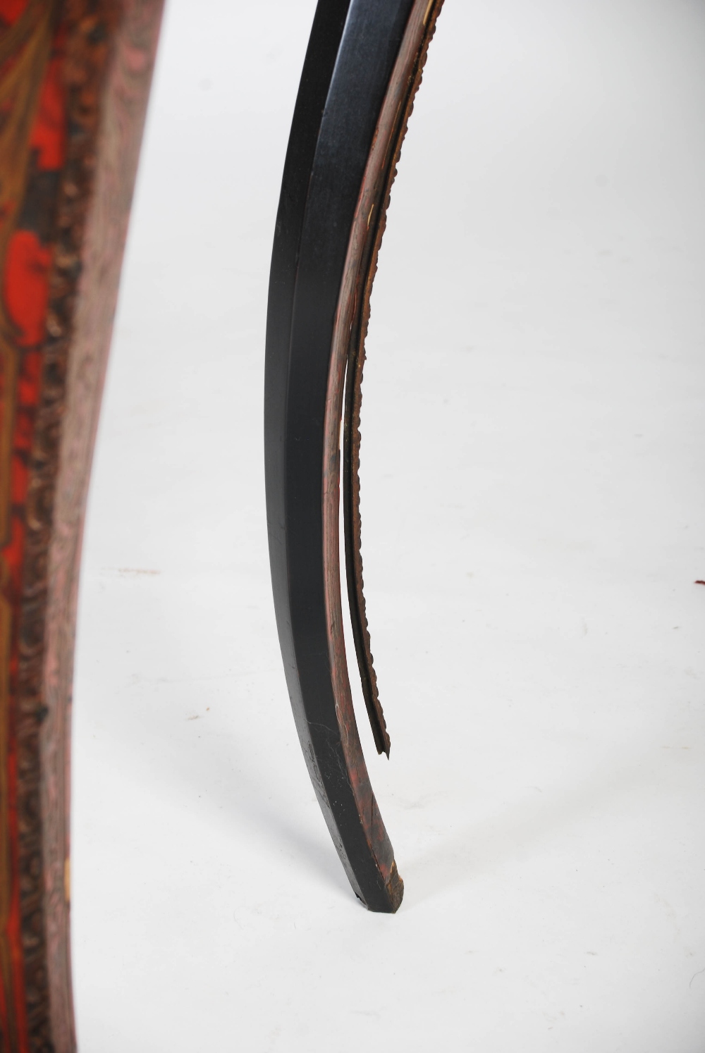 A 19th century ebonised and gilt metal mounted boulle work card table, the hinged revolving - Image 11 of 12