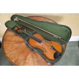 A late 19th century German violin, signed on label G. Hasler, Berlin 1894.